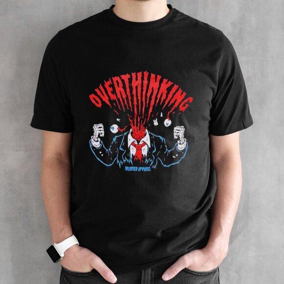 Overthinking Exploding Head Funny Meme Graphic T-Shirt Mental Health Gift Tee 05 - Picture 1 of 5
